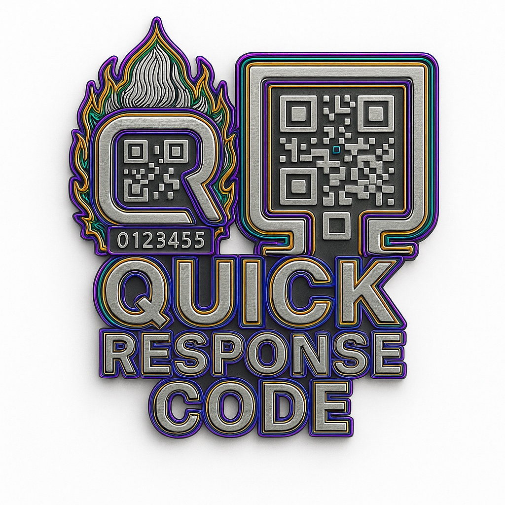 The principal mark of Quick Response Code — flame-crowned R and matrix glyph above the wordmark